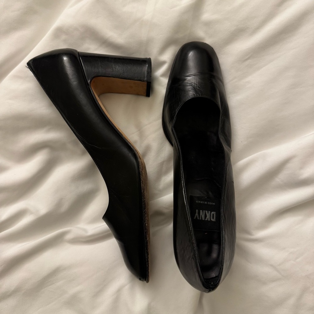 DKNY Classic Black Leather Heels